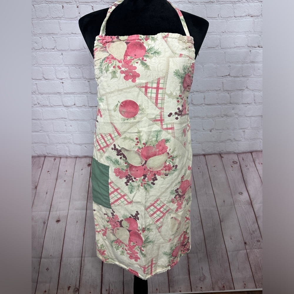 Vintage fruit print Canvas Cooking Apron adjustable with‎ pocket